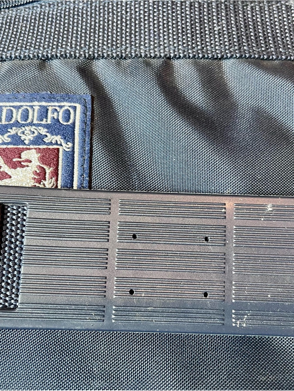 Adolfo Navy Blue Crossbody Messenger Bag with Leather Accents - Picture 6 of 12